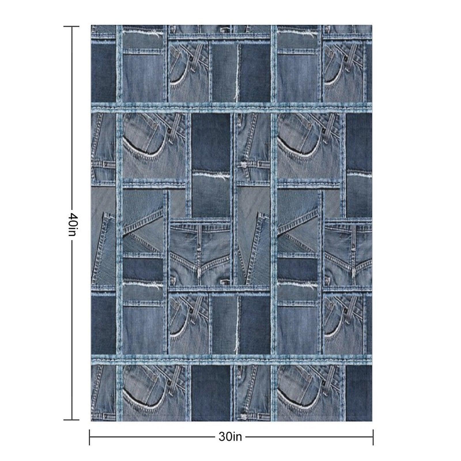 Blue Jeans Denim Patchwork Throw Blanket