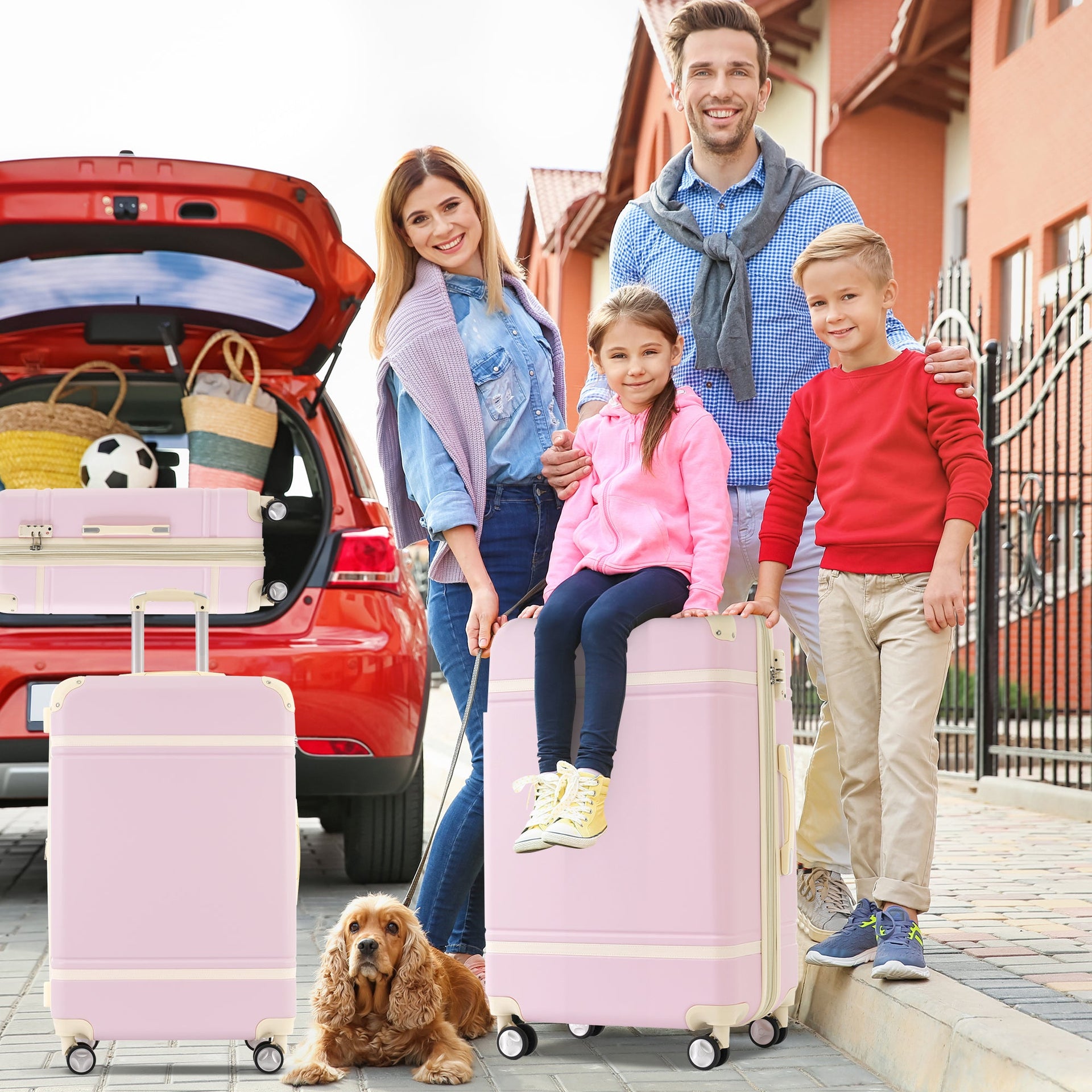Hardshell Luggage Sets 4 Pieces 20'+24'+28' Luggages and Cosmetic Case Spinner Suitcase with TSA Lock Lightweight