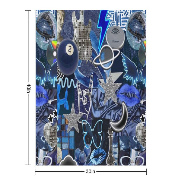 Blue Collage Durable Throw Blanket