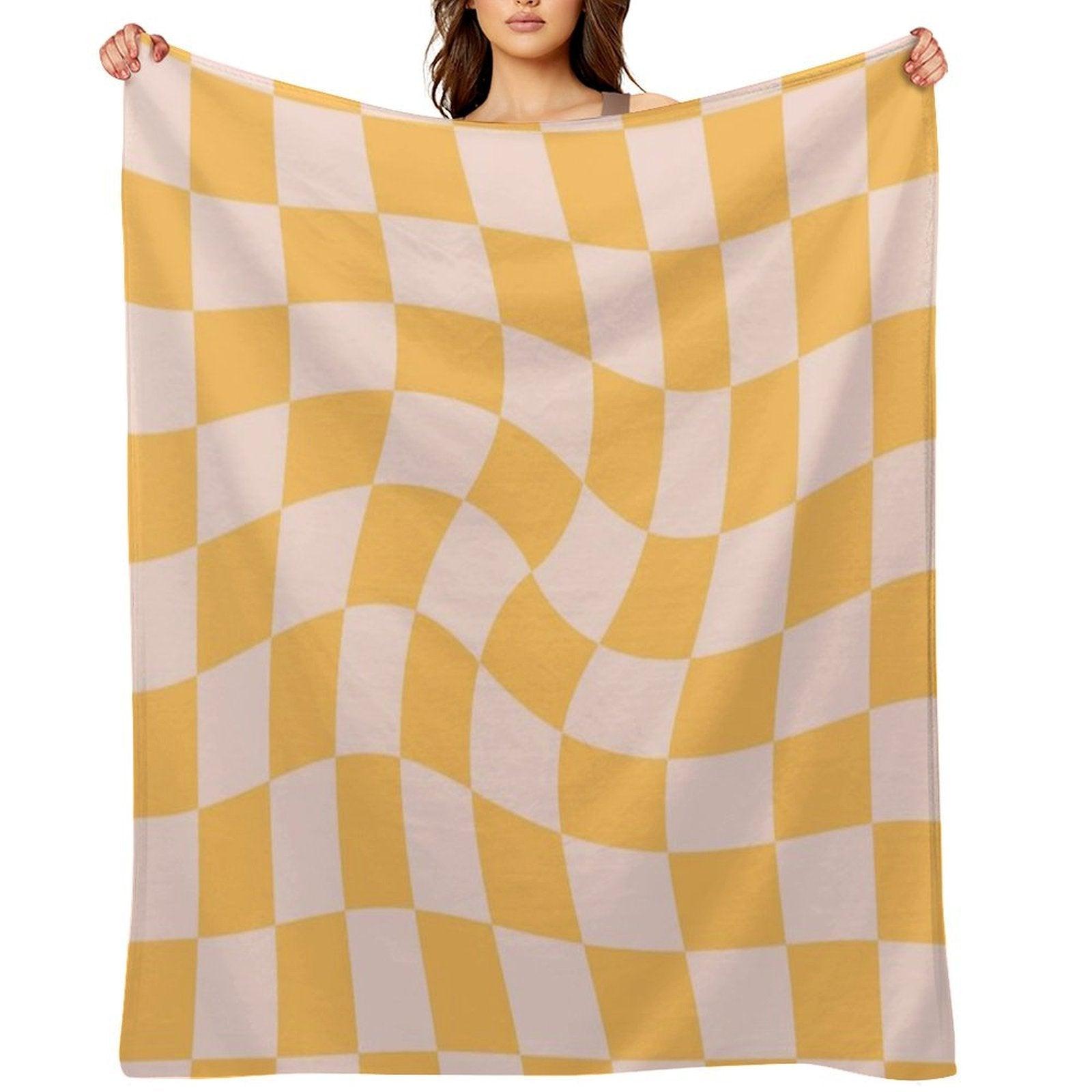 Check I - Yellow Twist Throw Blanket