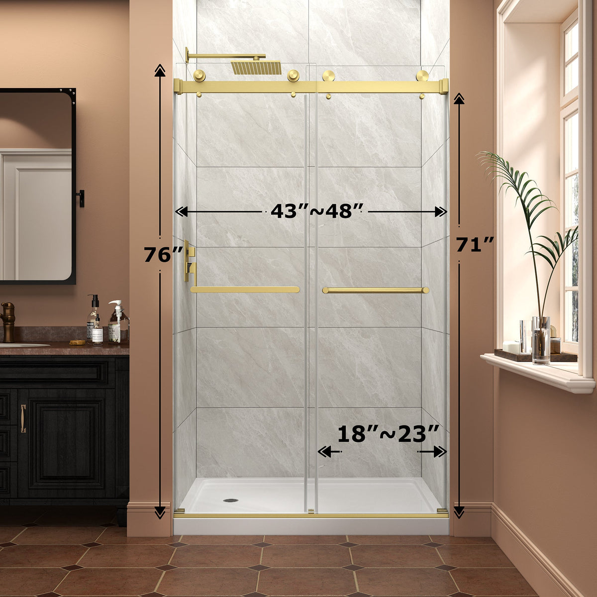 Brushed Nickel Reversible Installation Double Bypass Sliding Shower Door
