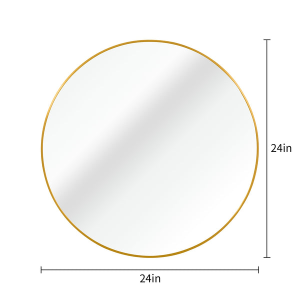 24 Inch Gold Metal Framed Round Bathrrom Mirror for Wall.