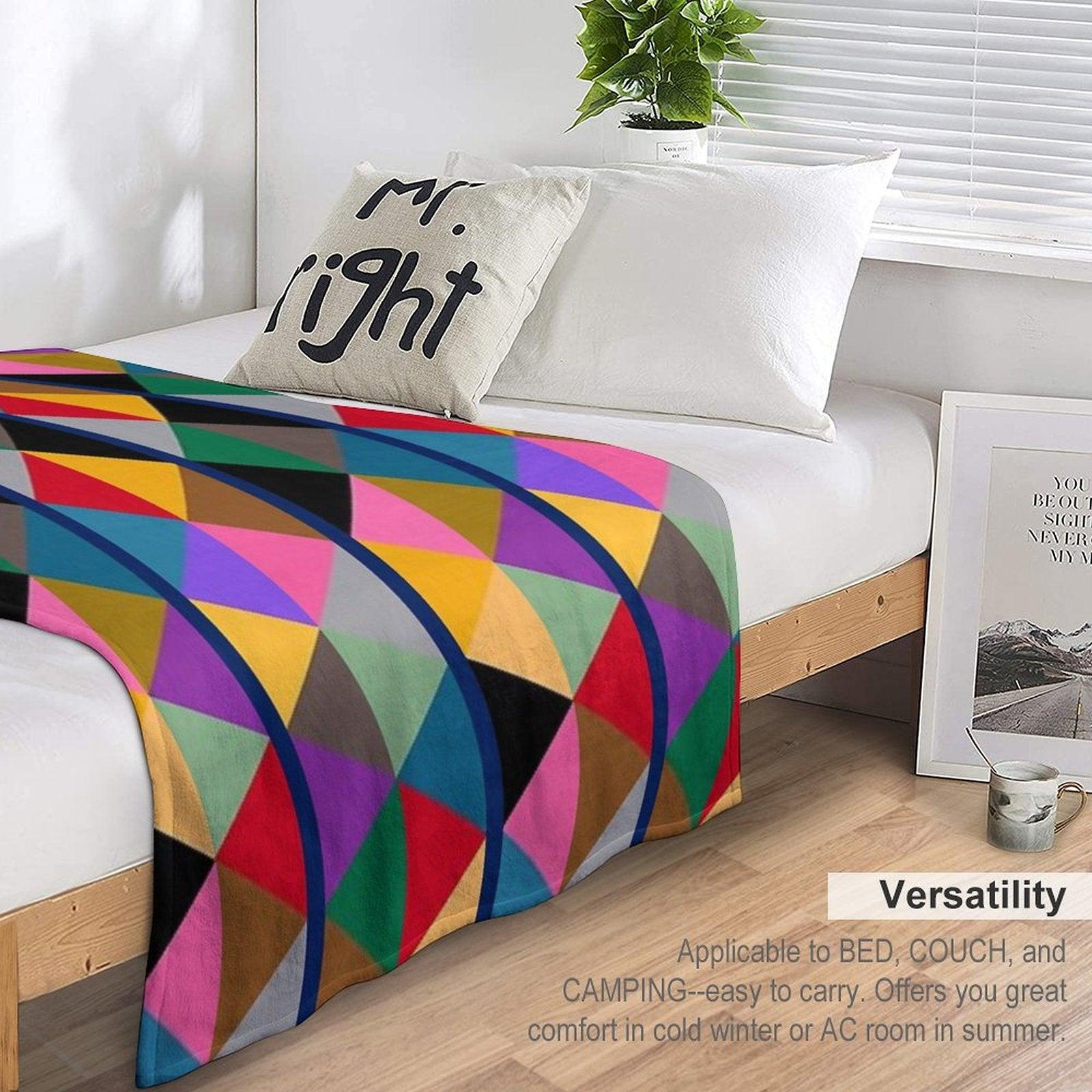 Geometric Bright Multi Colour Pattern Throw Blanket