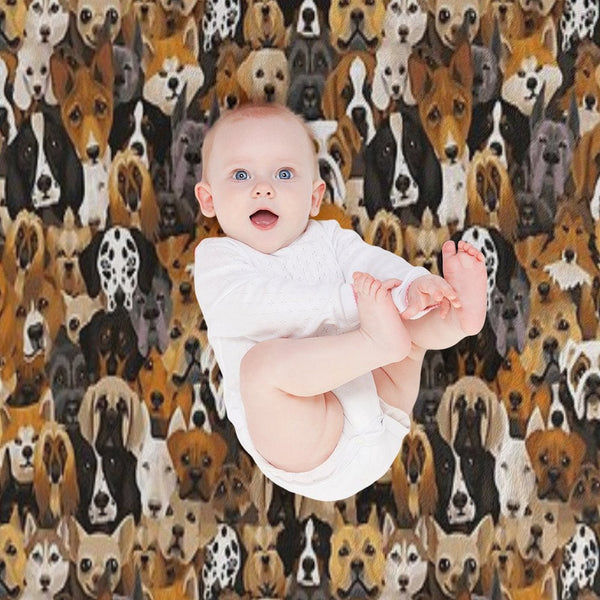 Watercolor Dog Pattern Shrink-resistant Throw Blanket