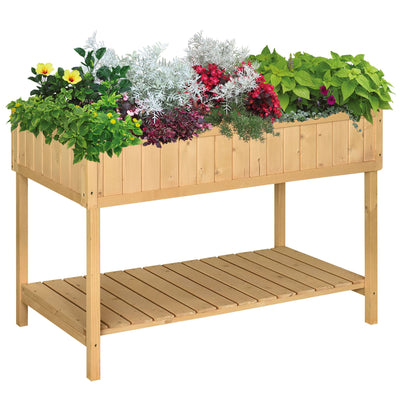 Outsunny 43x18x30in Raised Garden Bed with 8 Pockets and Shelf