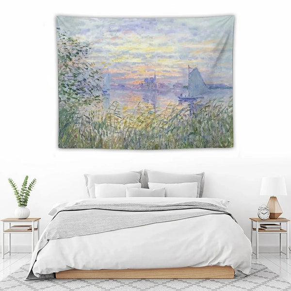 Claude Monet  Soleil Couchant Sur La Seine À Lavacourt - Sunset on The Seine Tapestry