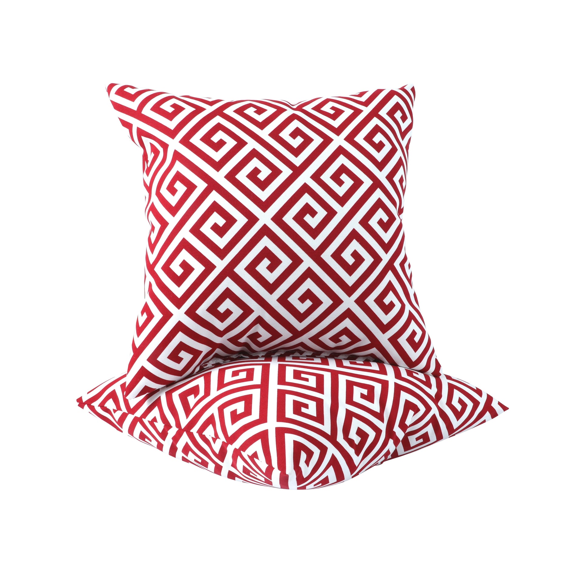 Red Greek Key Outdoor Pillow Covers (Set of 2)