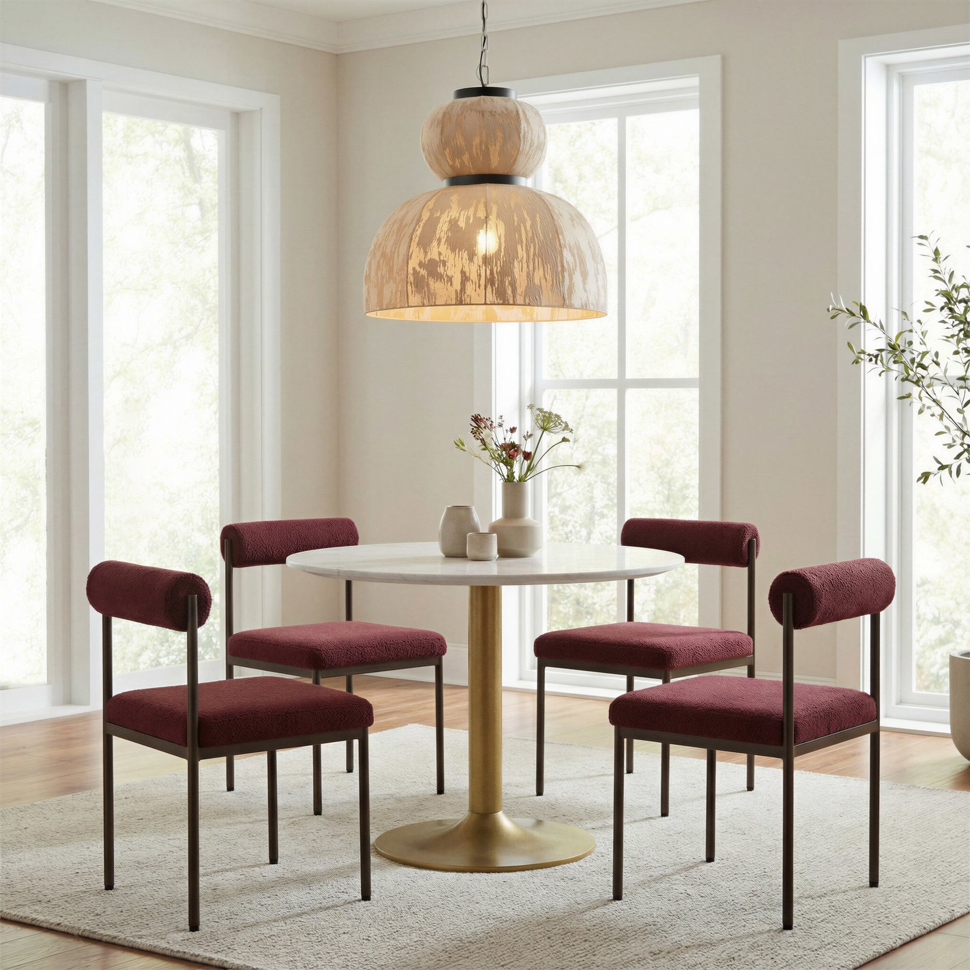 Livorno Dining Chair Red & Bronze