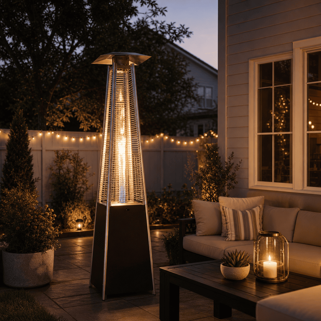 Pyra Propane Pyramid Patio Heater 48,000 BTU, with Glass Flame Tube