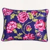 Floral Throw Pillow Covers - 14 x 20 Inch Decorative Cushion Cases | Dark Blue - 1 Piece