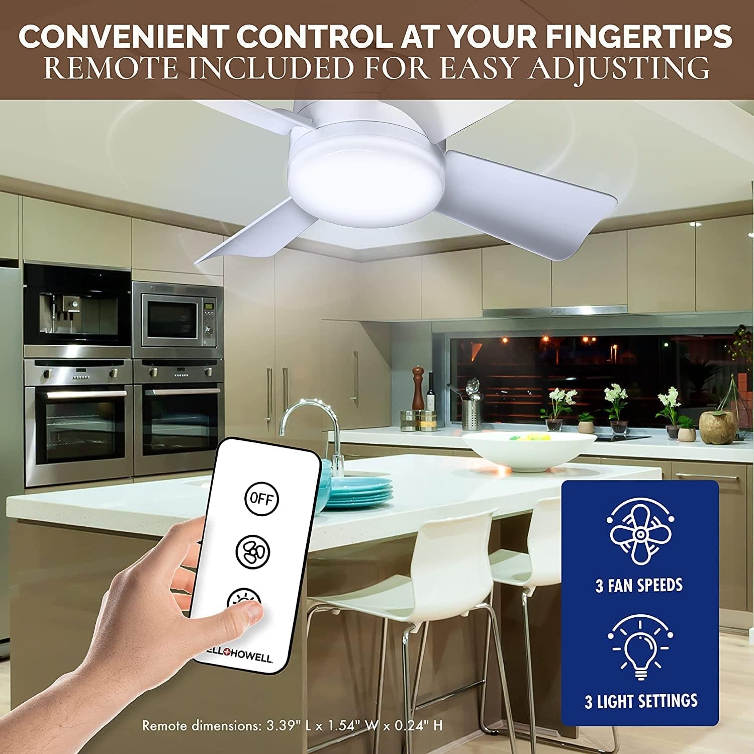 Bell+Howell Socket Breeze Modern Ceiling Fans with LED Lights, 10
