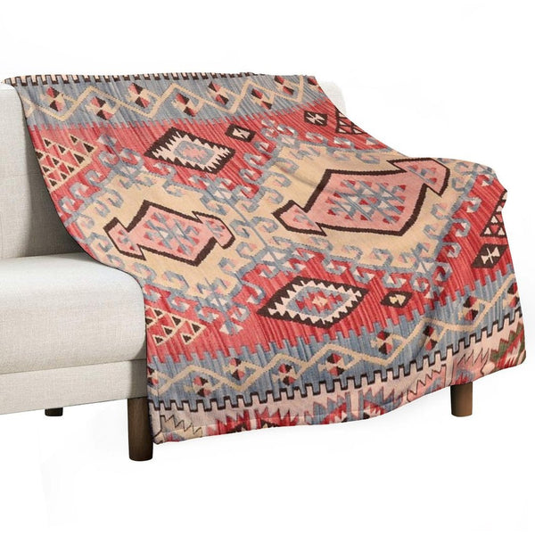 Vintage Anatolian Kilim 1970`s Versatility Throw Blanket