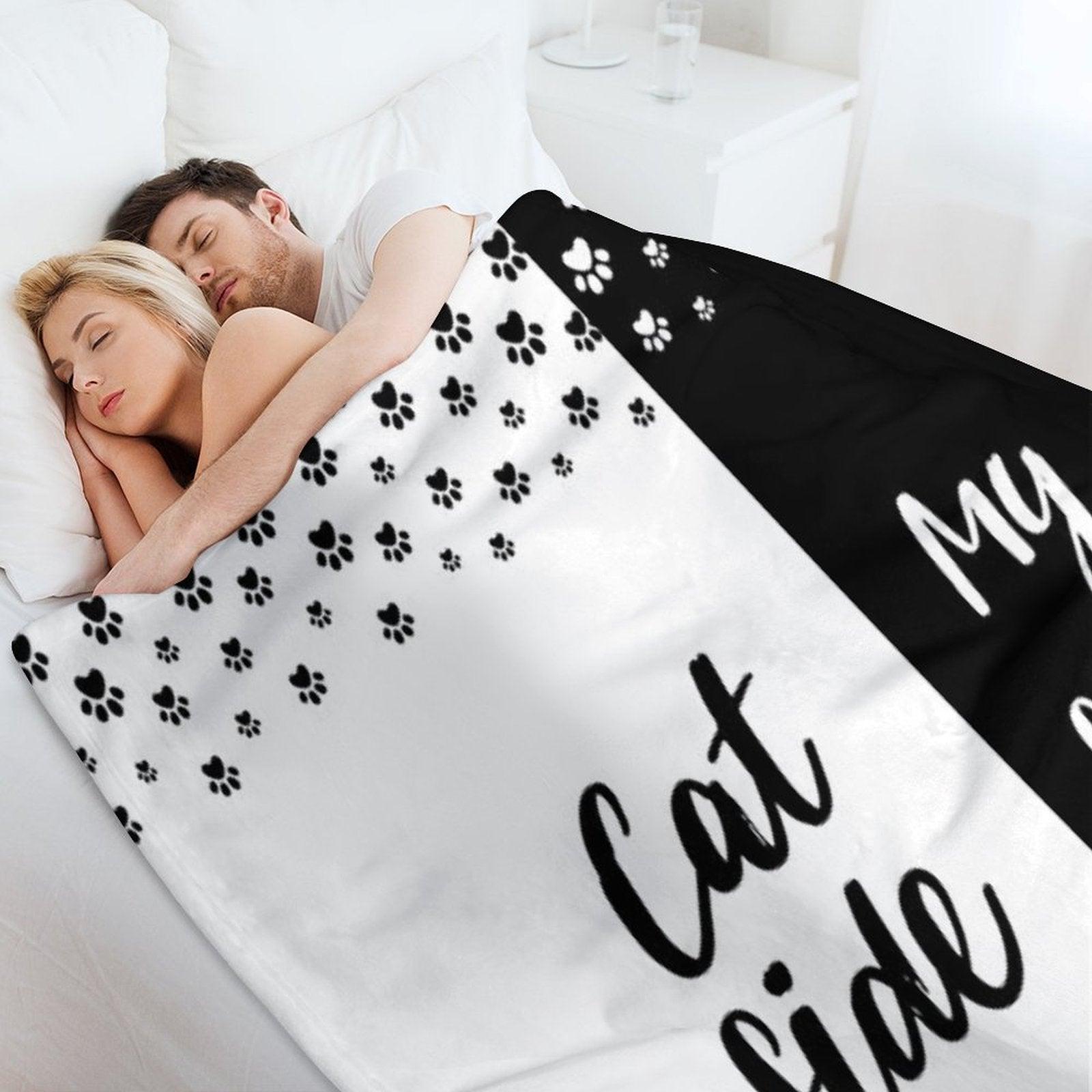 Cat Side My Side Funny Cat Owner Bedding Throw Blanket