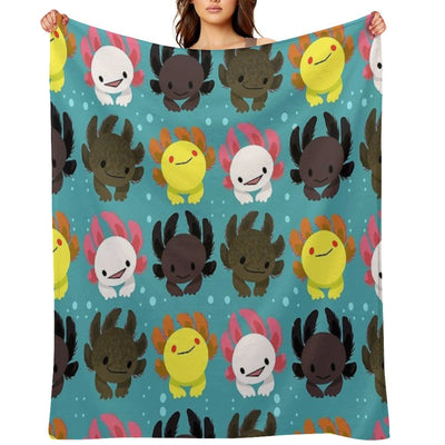 Axolotl Squad Sustainable Throw Blanket