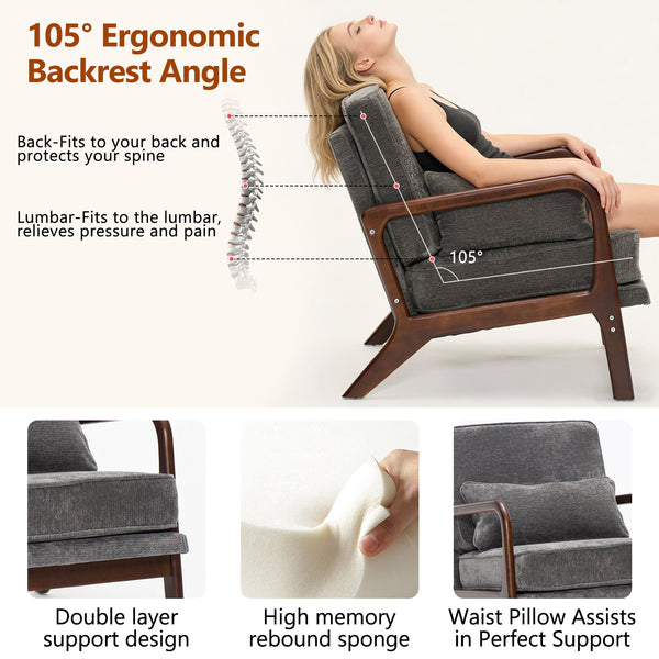 Dark Grey Mid‑Century Accent Chair