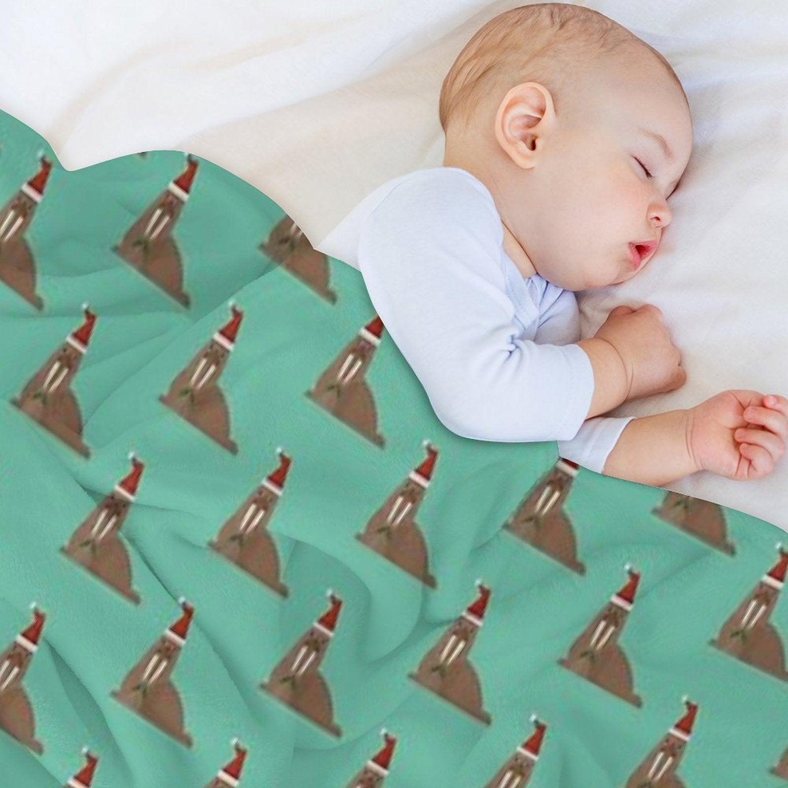 Christmas Walruses on Blue Throw Blanket