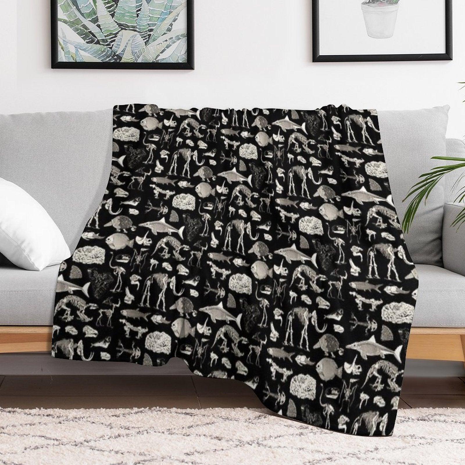 Paleontology Illustration Throw Blanket