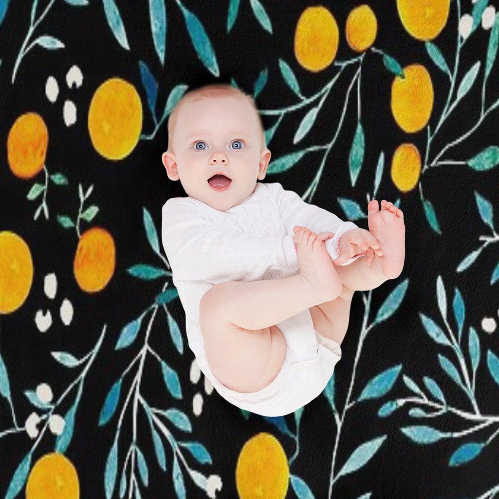 Oranges on Black Throw Blanket