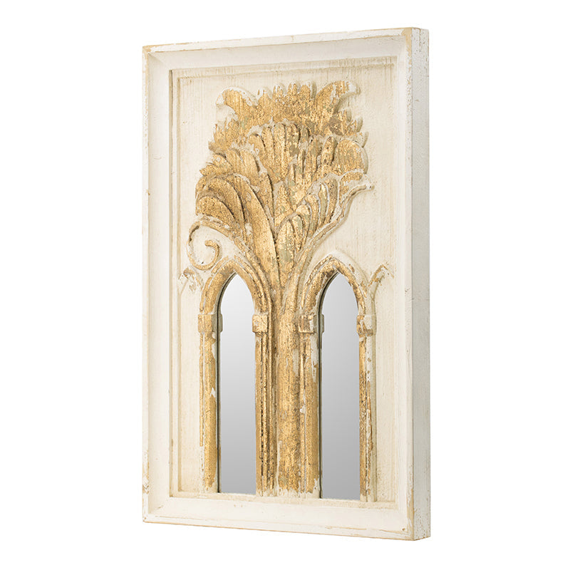 20.1x2x29.9' Mid-Century Modern Wall Mirror with Gold Leaf Details, Set of 2