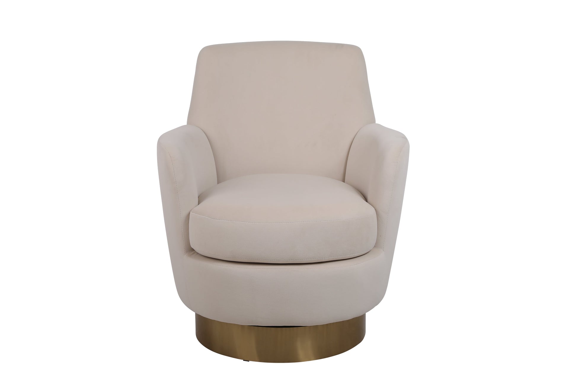 Beige Orange Velvet Swivel Barrel Chair