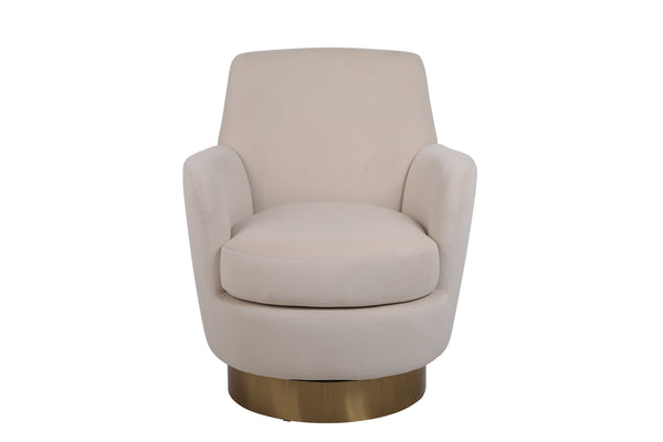 Beige Orange Velvet Swivel Barrel Chair