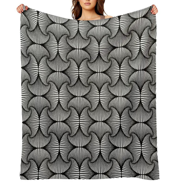 Pattern of Squares Black And White Farmhouse Travel-friendly Throw Blanket