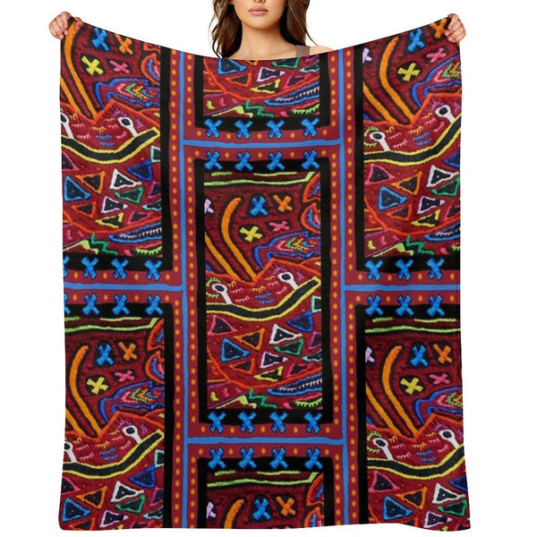 Panama Mola Design Eco-conscious Throw Blanket