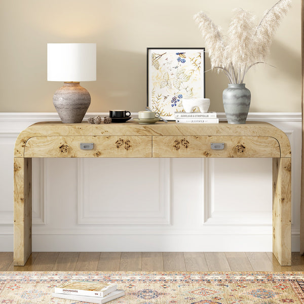 Modern Entryway Table with Burl Wood Veneer,Suitable for Entryway, Hallway, Living Room, Foyer, Corridor Vtng Furniture