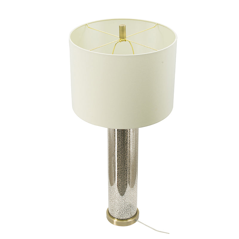 16x16x35' Gold Mirrored Glass Table Lamp with White Fabric Shade