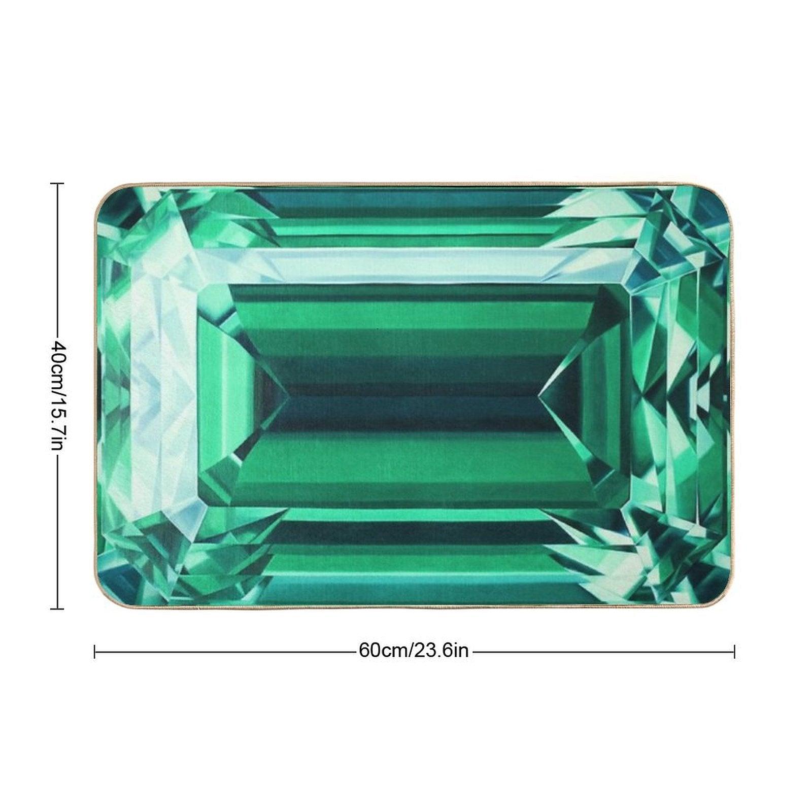 Colorful Gemstone Collection. Emerald Gem Hand-Painted Artwork Bath Mat