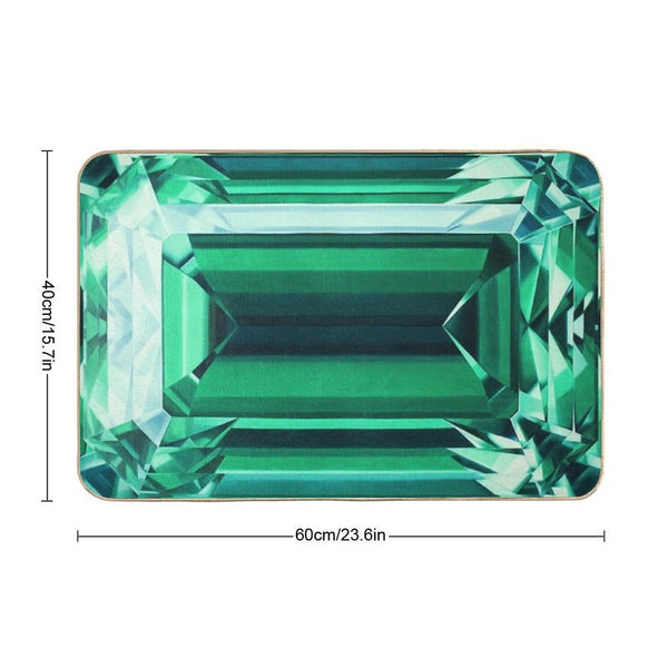 Colorful Gemstone Collection. Emerald Gem Hand-Painted Artwork Bath Mat