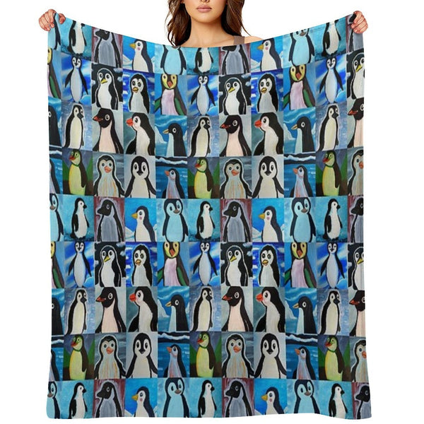 Penguins (Tiled Pattern) Velvety-soft Throw Blanket