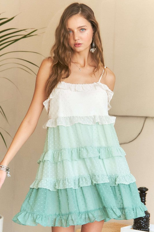 New Summer Swiss Dot Ruffled Tiered Mini Dress For Women – Feminine, Elegant, Playful, Sophisticated, Flirty Mini Dress for Special Occasions