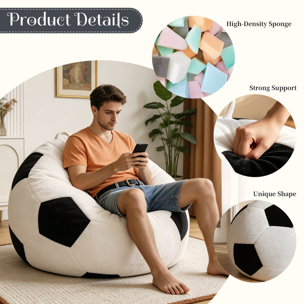 Small Soccer‑Shaped Bean Bag Chair
