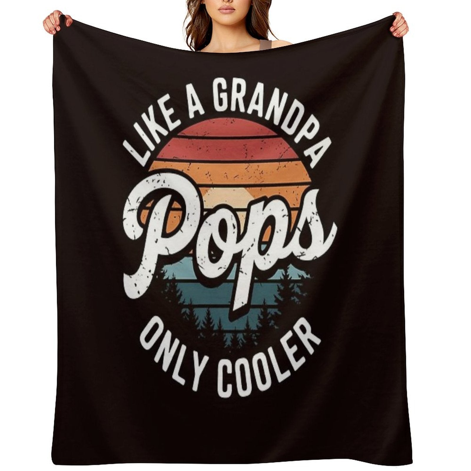 Pops Like A Grandpa Only Cooler Retro Gift Pops Dad Grandpa Comfort Throw Blanket