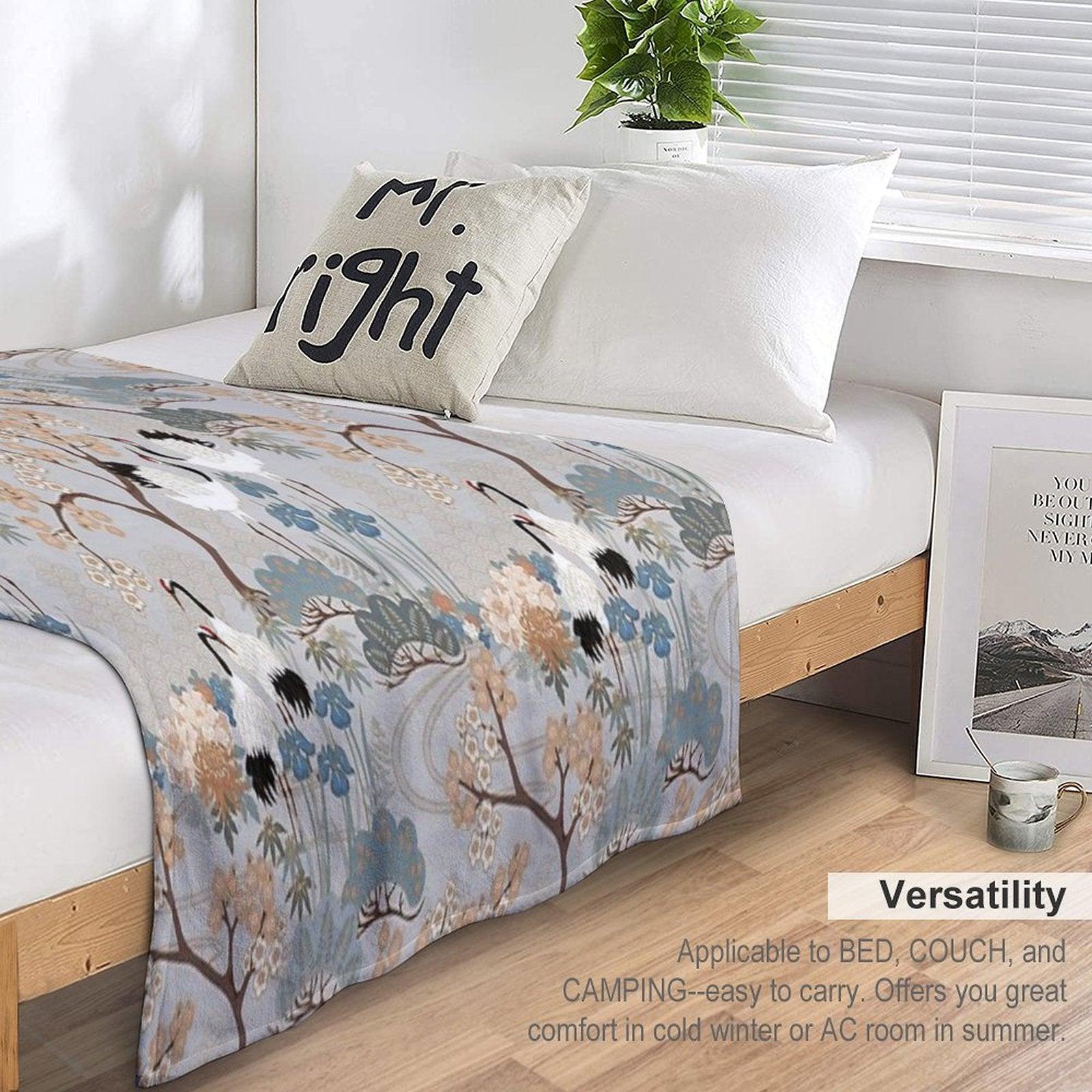 Japanese Garden Gray Throw Blanket