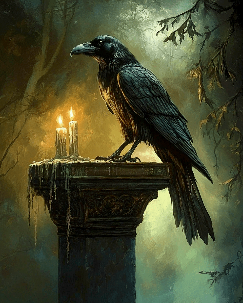 Goth Raven Art Print – 8x10 Gothic Wall Art | Moody Dark Academia Decor