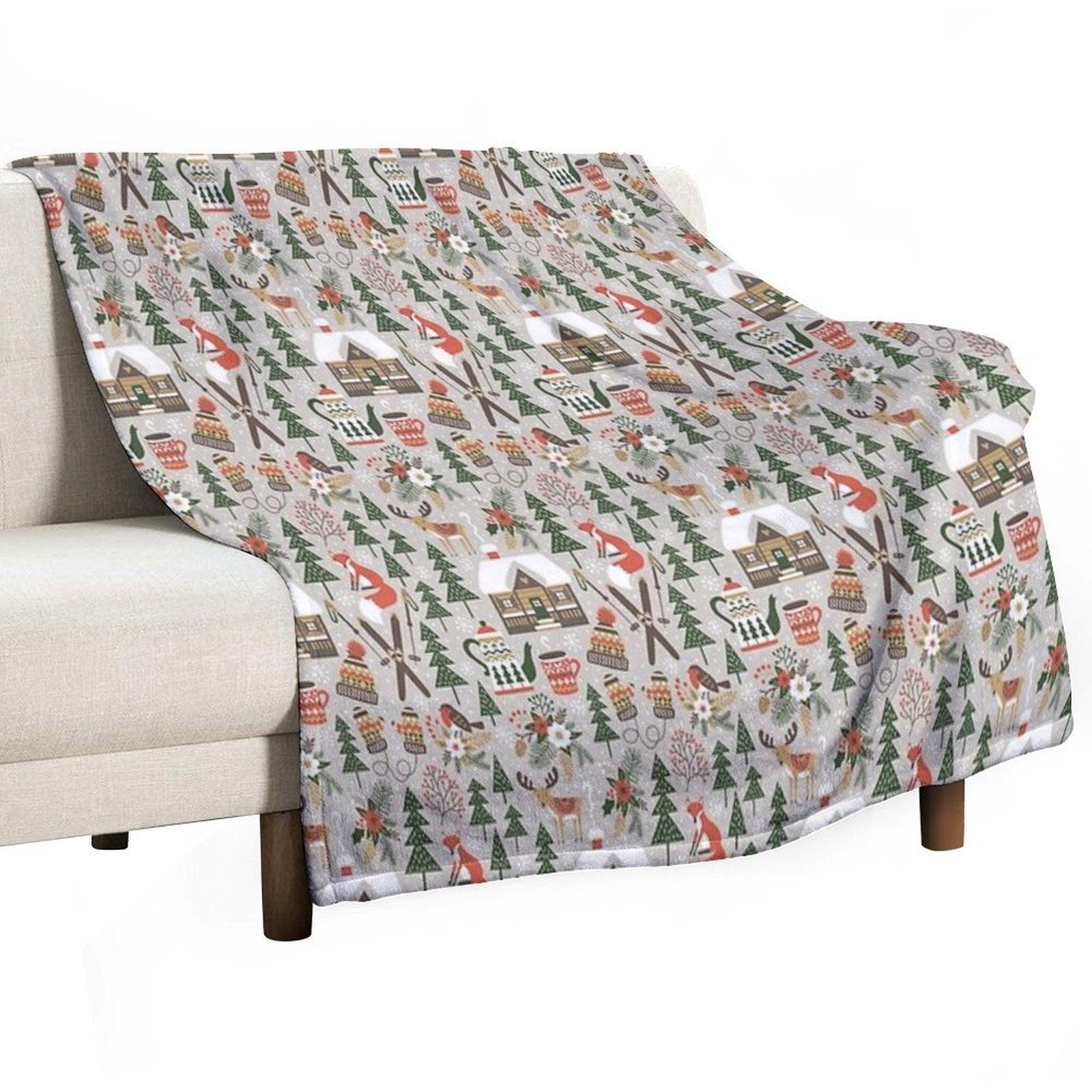 Cozy Cabin  Light Grey Throw Blanket