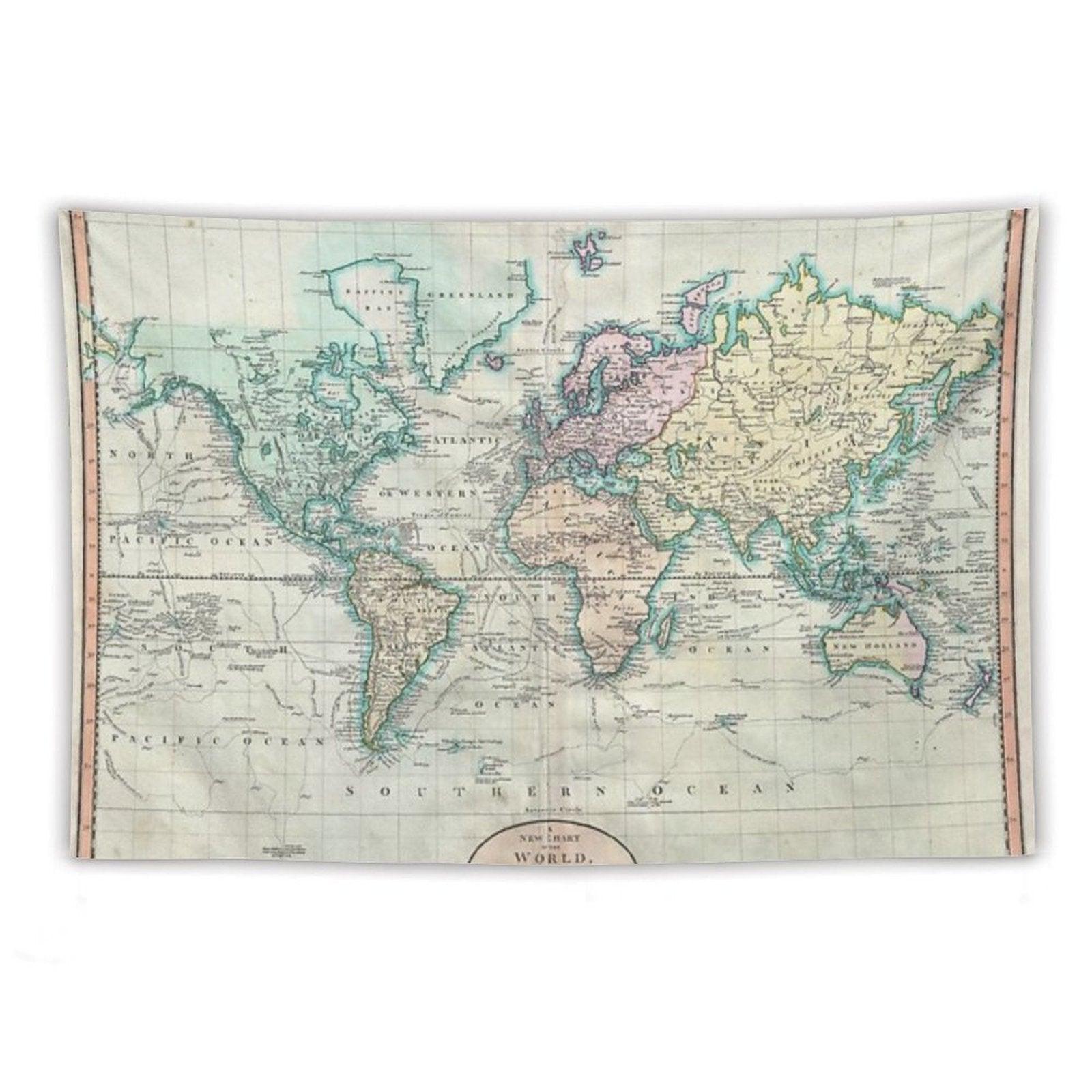 Vintage Map of The World Tapestry