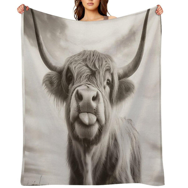 Cheeky Highland Cow Throw Blanket