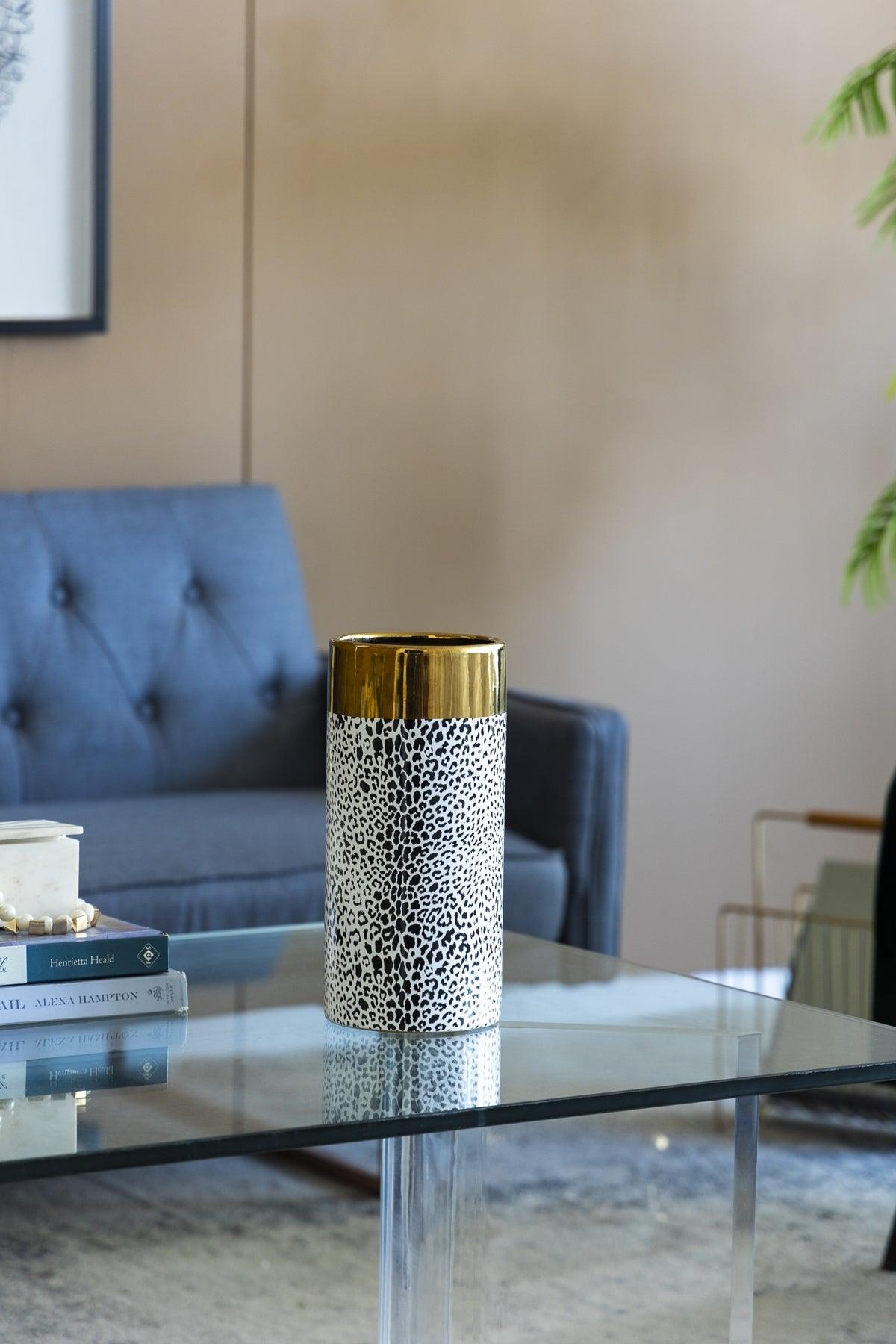 Matte Black& Gold Ceramic Vase