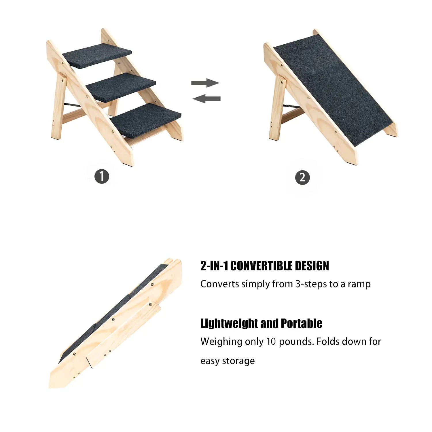 3-Tier Wood Pet Steps and Ramp