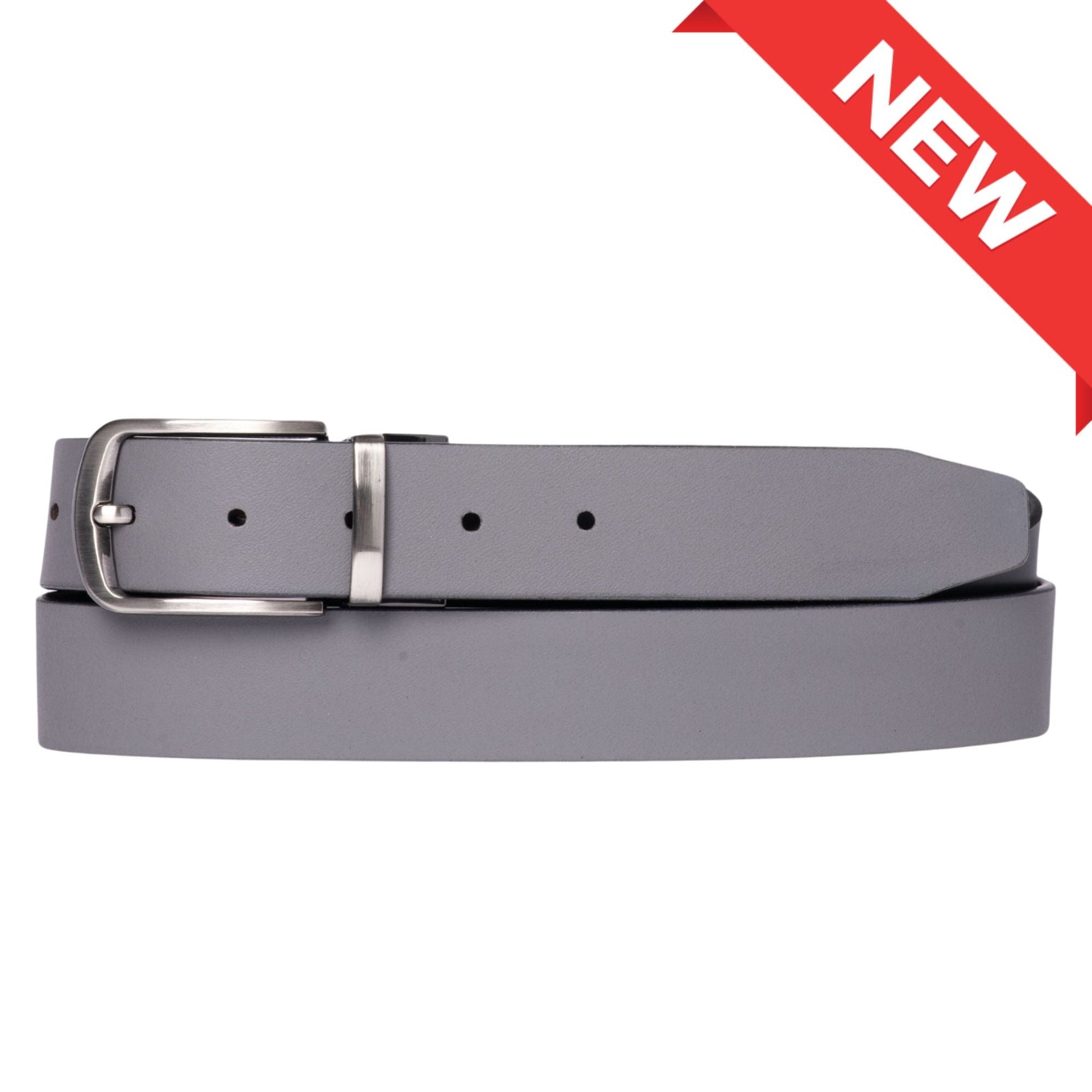 The Harvey Dent Belt - One Piece Reversible Black/Grey 100% Real Leather Belt NAB Leather