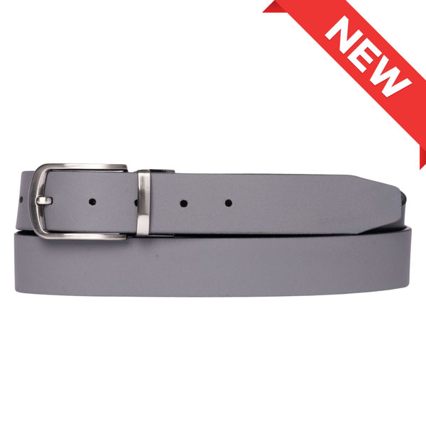 The Harvey Dent Belt - One Piece Reversible Black/Grey 100% Real Leather Belt NAB Leather