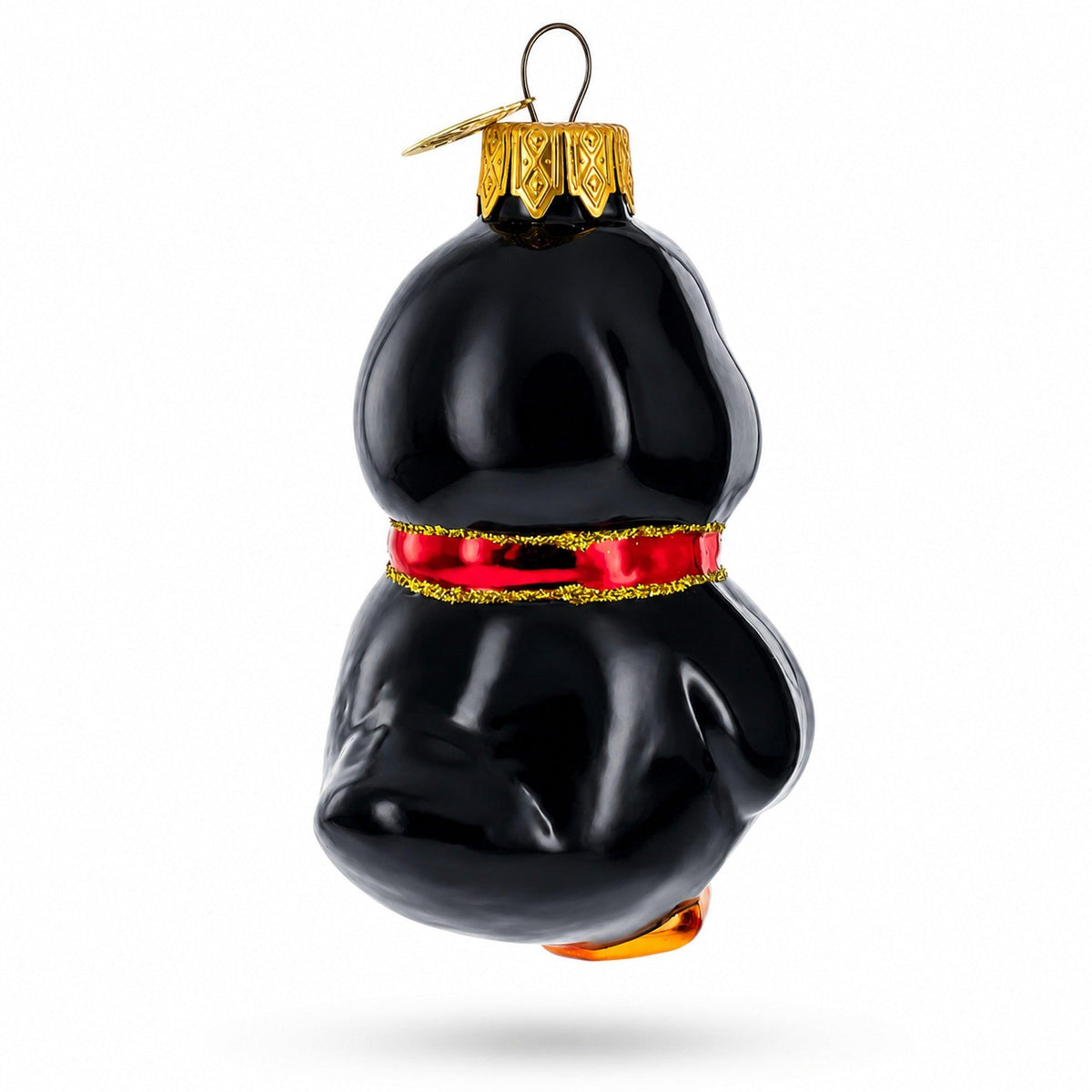 Penguin with Bow Glass Christmas Ornament