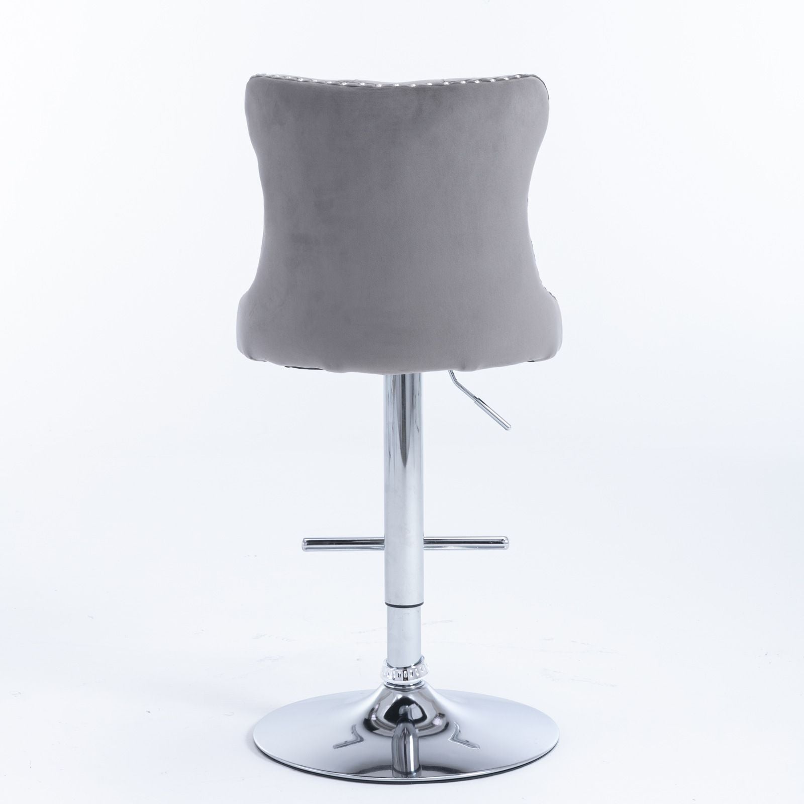 A&A Furniture,Swivel Velvet Barstools Adjusatble Seat Height from 25-33 Inch, Modern Upholstered Chrome base Bar Stools with Backs Comfortable Tufted for Home Pub and Kitchen Island(Gray,Set of 2)