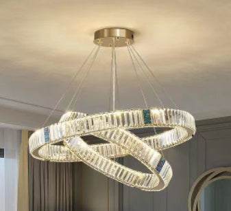 Light Luxury Crystal Living Room Chandelier Postmodern Round Stainless Steel Decorbites
