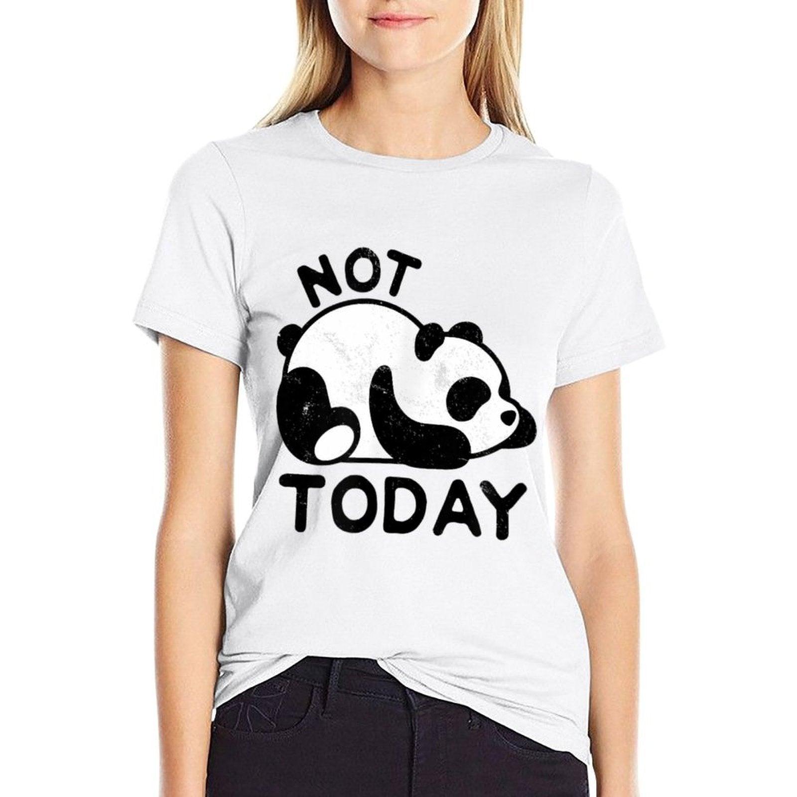 Cute Lazy Panda Not Today Nope Distresseds  Durable T-Shirt