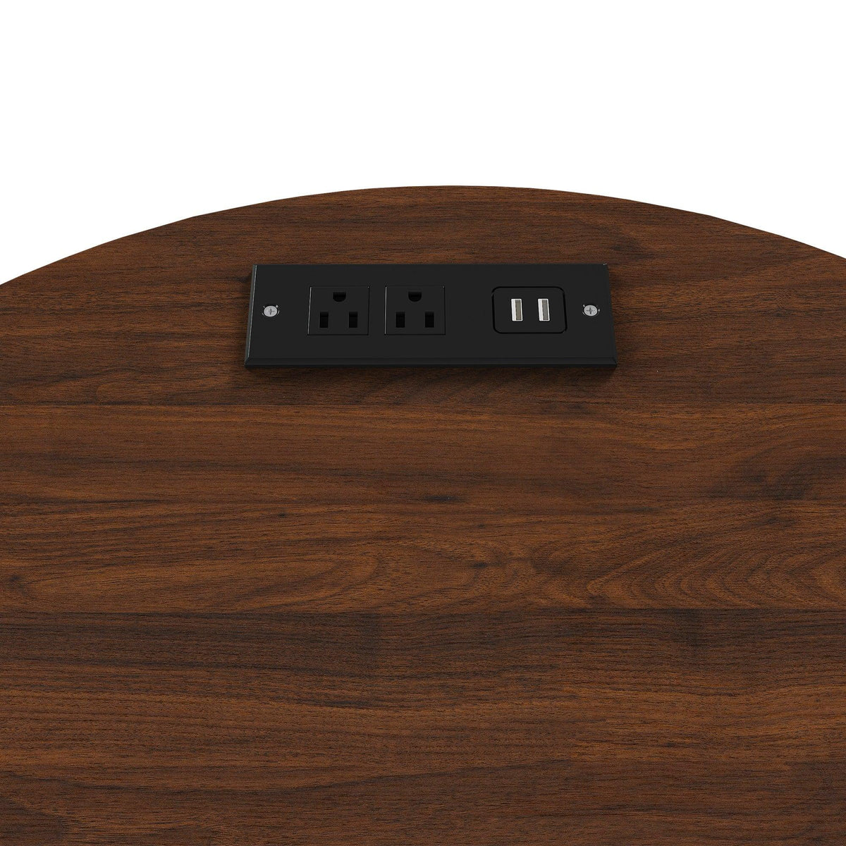 Walnut Mid-Century Modern Nightstand Set with Charging Station – Round Side Tables (Set of 2)