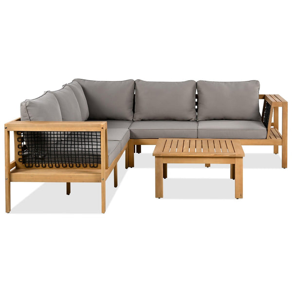 4 Pieces Outdoor Acacia Wood Sofa Set